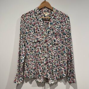 Anthropology button down butterfly Maeve blouse SZ0